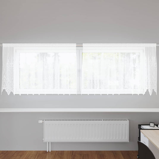 Vidaxl kantgordijn met gordijnen bloemen wit 80 x 300 cm polyester