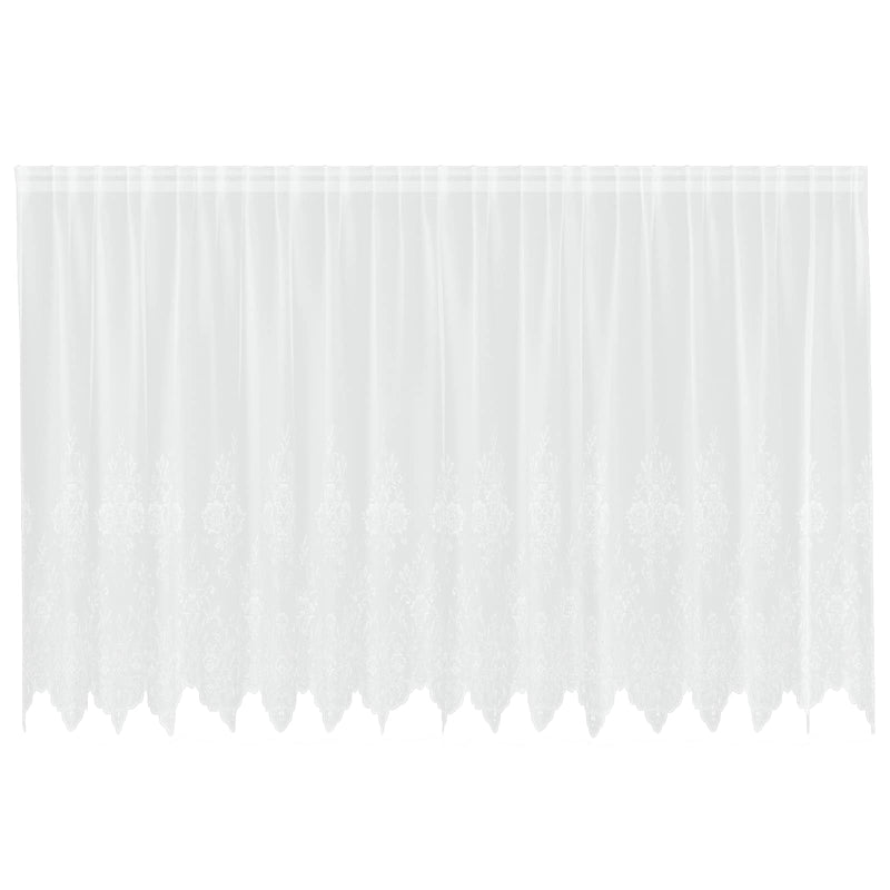 ギャラリービューアに画像をロードする, Vidaxl kantgordijn met gordijnen bloemen wit 160 x 400 cm polyester
