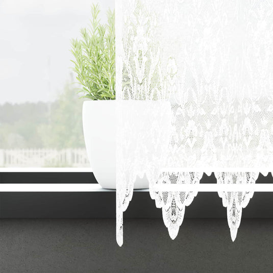 Vidaxl kantgordijn met gordijnen bloemen wit 220 x 1200 cm polyester