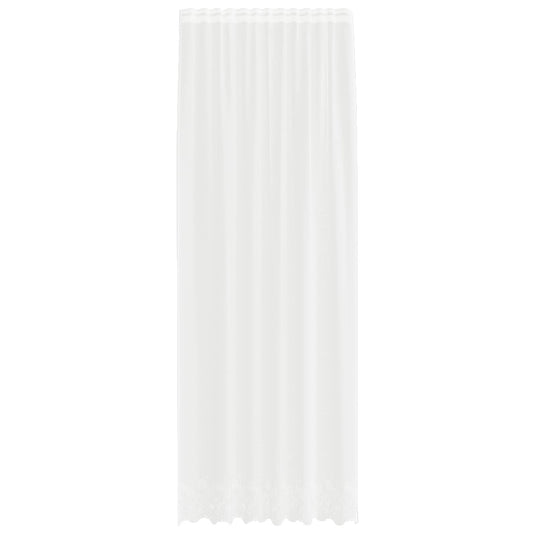 Vidaxl kantgordijn met gordijnen bloemen wit 280 x 150 cm polyester