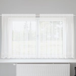 Vidaxl kantgordijn met gordijnen bloemen wit 140 x 200 cm polyester