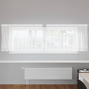 Vidaxl kantgordijn met gordijnen bloemen wit 80 x 300 cm polyester