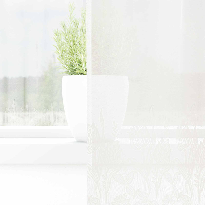 ギャラリービューアに画像をロードする, Vidaxl kantgordijn met gordijnen bloemen wit 160 x 300 cm polyester

