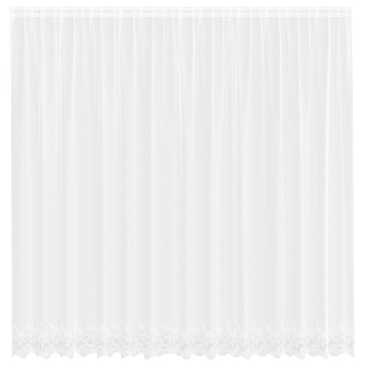 Vidaxl kantgordijn met gordijnen bloemen wit 245 x 400 cm polyester