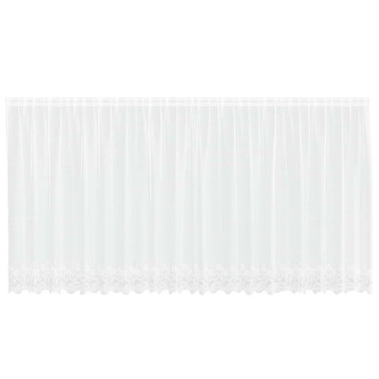 Vidaxl kantgordijn met gordijnen bloemen wit 180 x 500 cm polyester