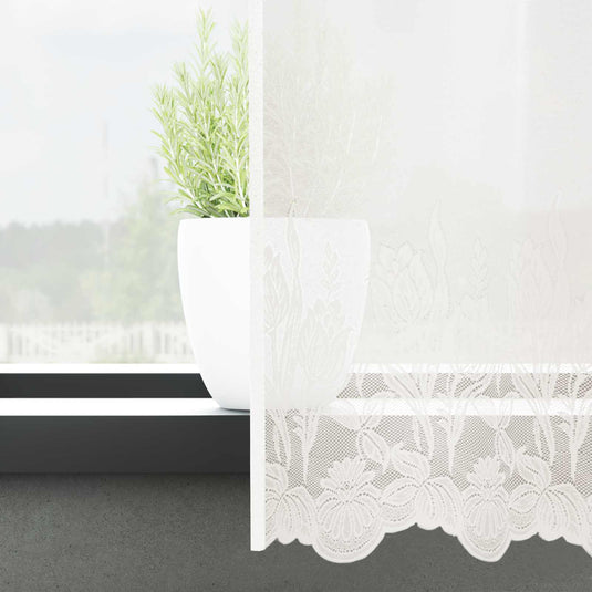 Vidaxl kantgordijn met gordijnen bloemen wit 245 x 500 cm polyester