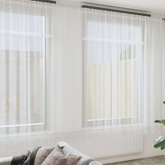 Vidaxl kantgordijn met gordijnen bloemen wit 260 x 600 cm polyester