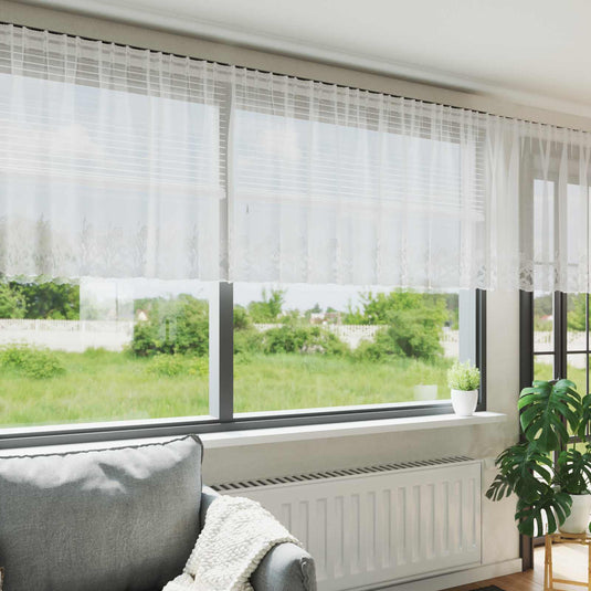 Vidaxl kantgordijn met gordijnen bloemen wit 80 x 750 cm polyester