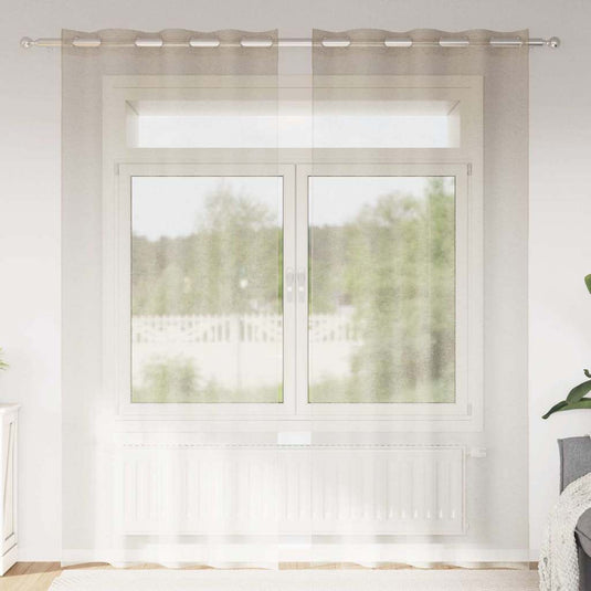 Vidaxl voile gordijn met gordijnen 2 pcs zand 245 x 140 cm polyester