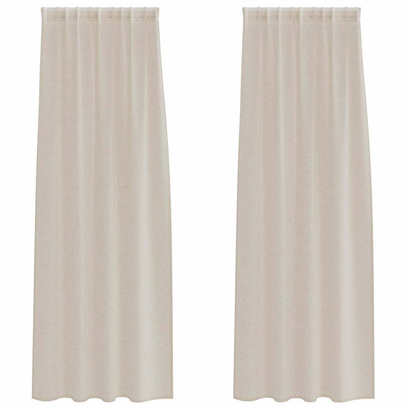 Afbeelding laden in galerijviewer, Vidaxl voile gordijn met gordijnen 2 pcs zand 225 x 140 cm polyester
