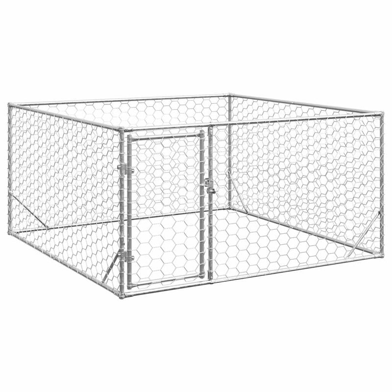 Afbeelding laden in galerijviewer, Vidaxl hondenhok voor buiten met deur 2x2x1 m gegalvaniseerd staal
