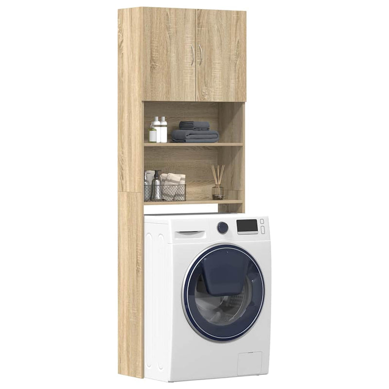 Afbeelding laden in galerijviewer, Vidaxl wasmachinekast 64x24x190 cm bewerkt hout en sonoma eikenkleurig
