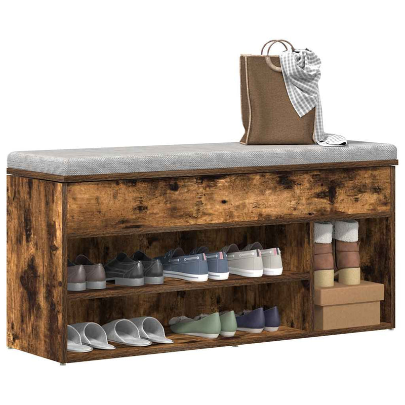 ギャラリービューアに画像をロードする, Vidaxl schoenenbank 102x30,5x45 cm bewerkt hout gerookt eikenkleurig
