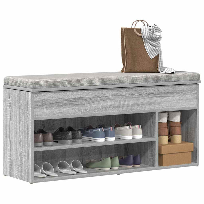 ギャラリービューアに画像をロードする, Vidaxl schoenenbank 102x30,5x45cm bewerkt hout grijs sonoma eikenkleur
