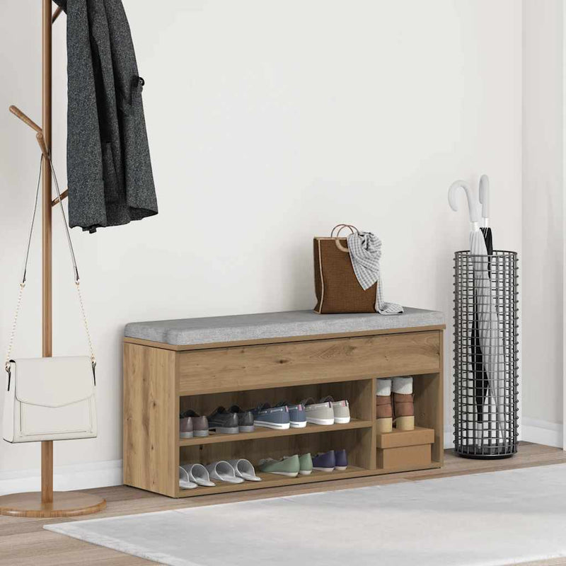 ギャラリービューアに画像をロードする, Vidaxl schoenenbank 102x30,5x45 cm bewerkt hout artisanaal eikenkleur
