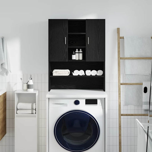 Vidaxl wasmachinekast 70,5x25,5x90 cm zwart eikenkleurig