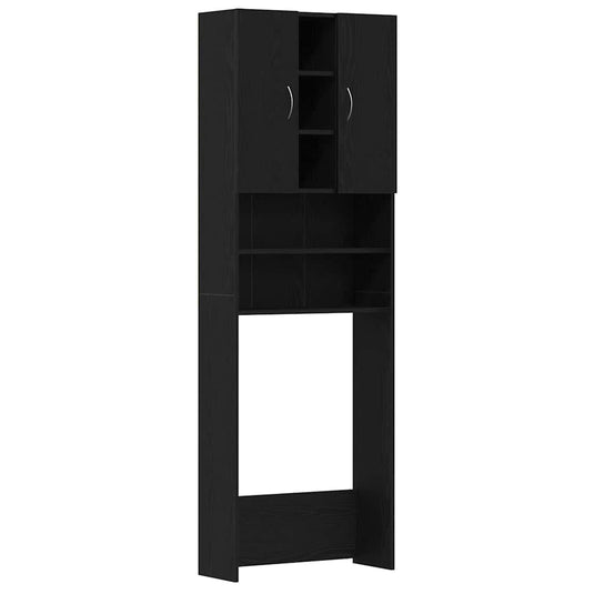 Vidaxl wasmachinekast 64x25,5x190 cm zwart eikenkleur