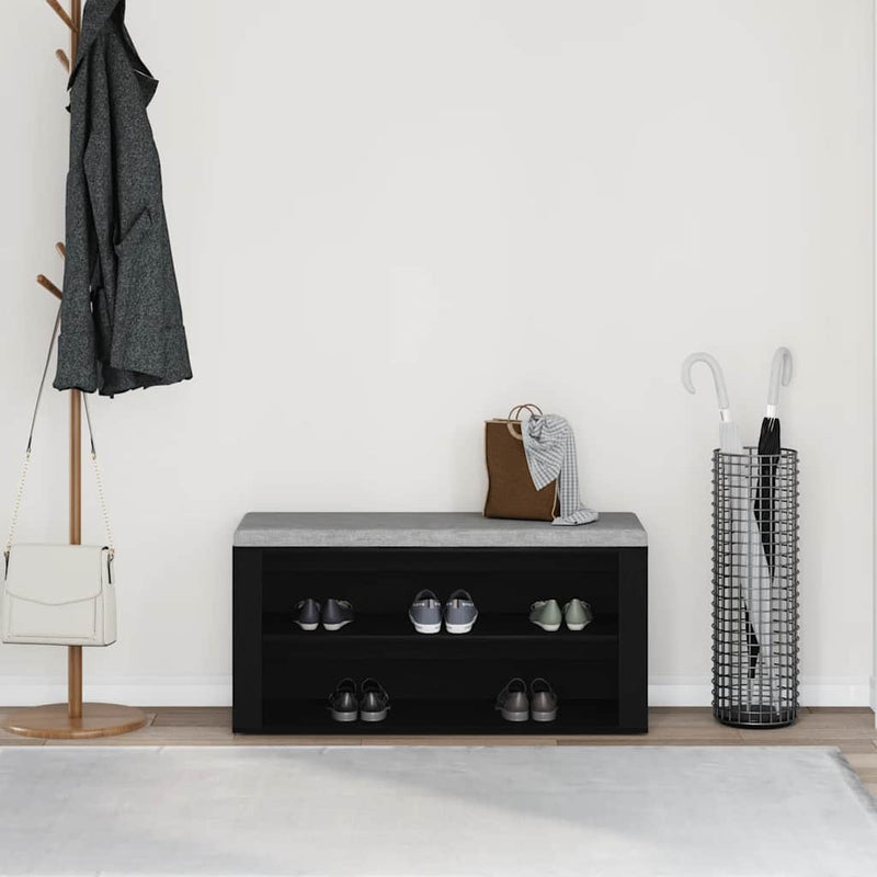 Afbeelding laden in galerijviewer, Vidaxl schoenenbank 100x35x45 cm bewerkt hout zwart eikenkleurig
