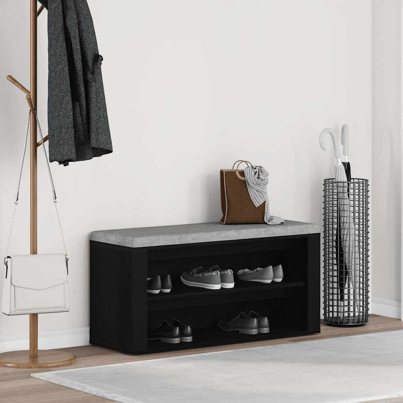Afbeelding laden in galerijviewer, Vidaxl schoenenbank 100x35x45 cm bewerkt hout zwart eikenkleurig
