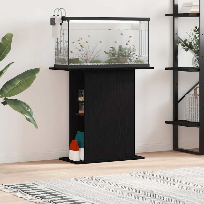ギャラリービューアに画像をロードする, Vidaxl aquariumstandaard zwart eiken 75x36x72,5 cm bewerkt hout
