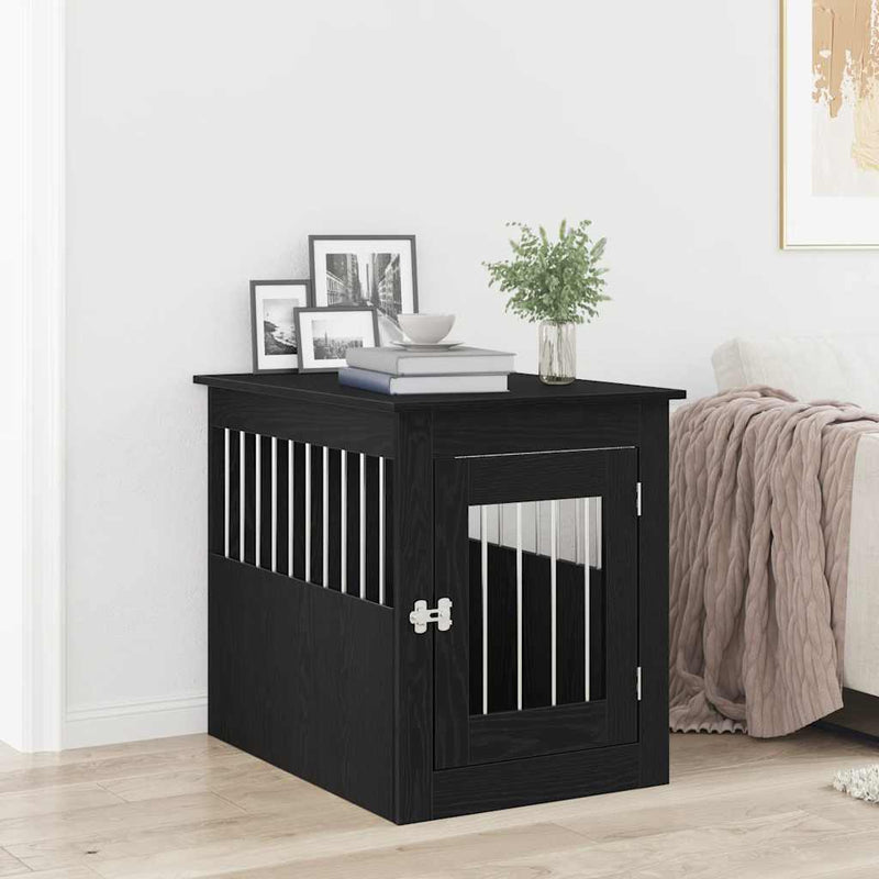 ギャラリービューアに画像をロードする, Vidaxl hondenbenchmeubel 55x75x65 cm bewerkt hout zwart eikenkleurig
