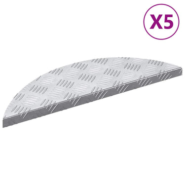 Vidaxl trap tread halvemaanvormig 5 pcs zilver 60 x 18 cm aluminium