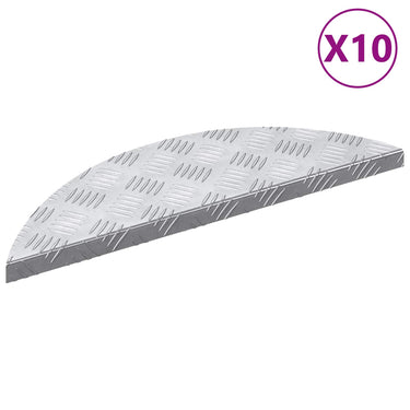 Vidaxl trap tread halvemaanvormig 10 pcs zilver 60 x 18 cm aluminium