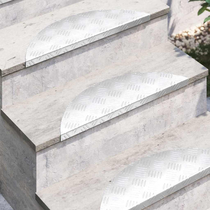 ギャラリービューアに画像をロードする, Vidaxl trap tread halvemaanvormig 15 pcs zilver 60 x 18 cm aluminium
