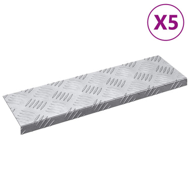 Vidaxl trap tread rechthoekig 5 pcs zilver 60 x 18 cm aluminium