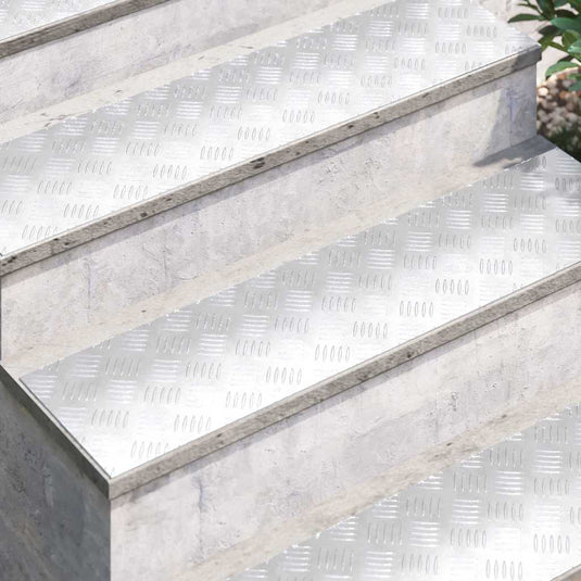 Vidaxl trap tread rechthoekig 2 pcs zilver 100 x 25 cm aluminium