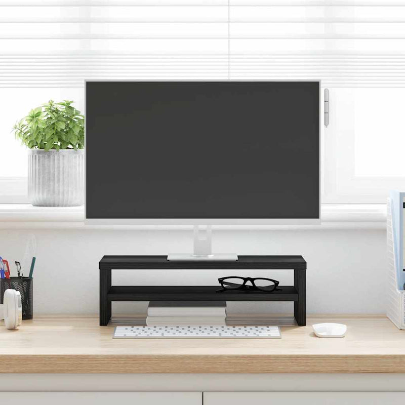 ギャラリービューアに画像をロードする, Vidaxl monitorstandaard zwart eiken 42x24x13 cm bewerkt hout
