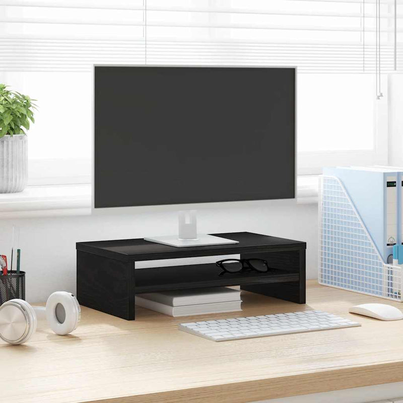 ギャラリービューアに画像をロードする, Vidaxl monitorstandaard zwart eiken 42x24x13 cm bewerkt hout
