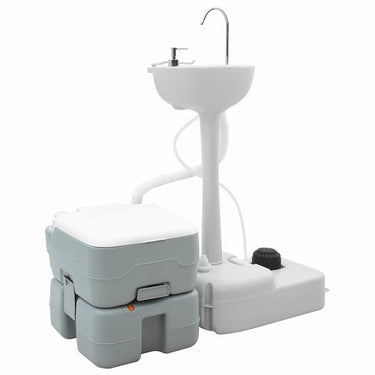 Vidaxl camping toilet set 2 pcs grijs 50,5 x 33 x 103 cm