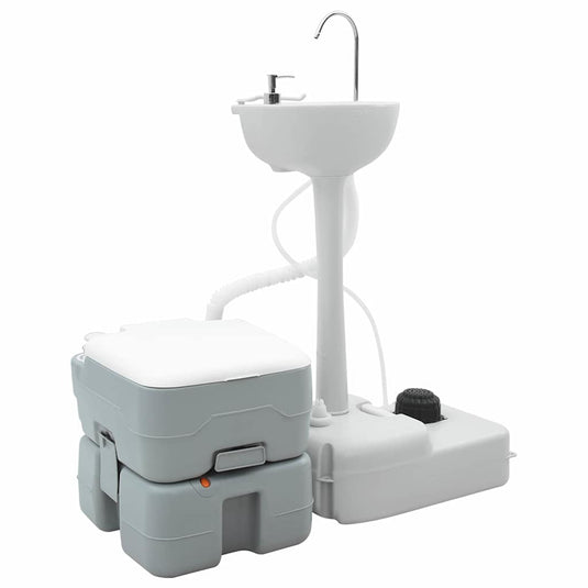Vidaxl camping toilet set 2 pcs grijs 50,5 x 33 x 103 cm