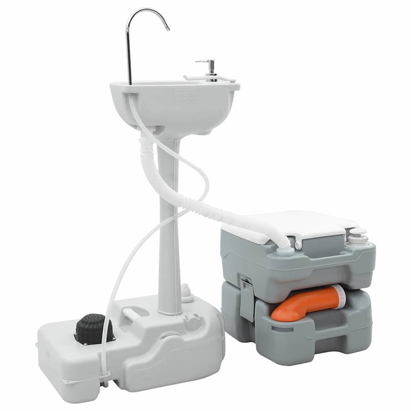 Chargez l'image dans la visionneuse de la galerie, Vidaxl camping toilet set 2 pcs grijs 50,5 x 33 x 103 cm
