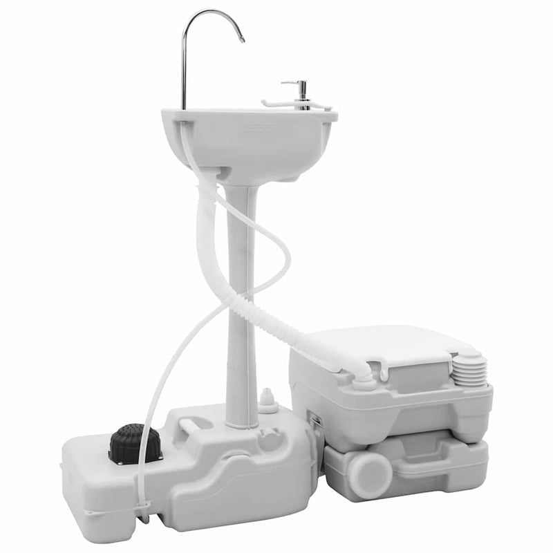Afbeelding laden in galerijviewer, Vidaxl camping toilet set 2 pcs grijs en wit
