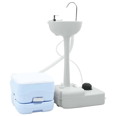 Vidaxl camping toilet set 2 pcs blauw en wit