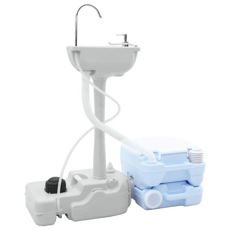Afbeelding laden in galerijviewer, Vidaxl camping toilet set 2 pcs blauw en wit
