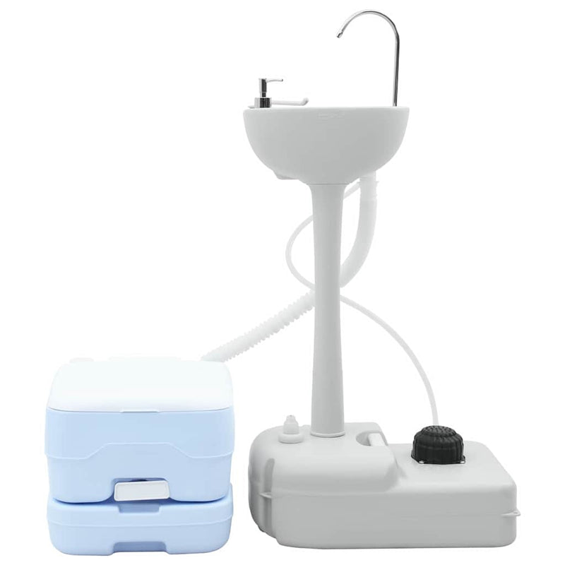 Afbeelding laden in galerijviewer, Vidaxl camping toilet set 2 pcs blauw en wit
