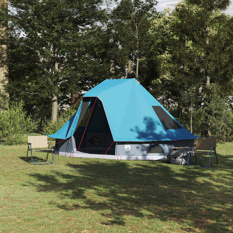 Chargez l'image dans la visionneuse de la galerie, Vidaxl familie tipi tent tipi met dak blauw 466 x 310 x 240 cm
