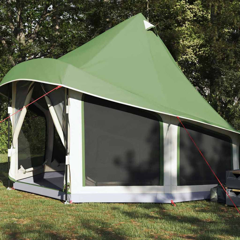 Chargez l'image dans la visionneuse de la galerie, Vidaxl familie tipi tent tipi met dak groen 404 x 370 x 270 cm
