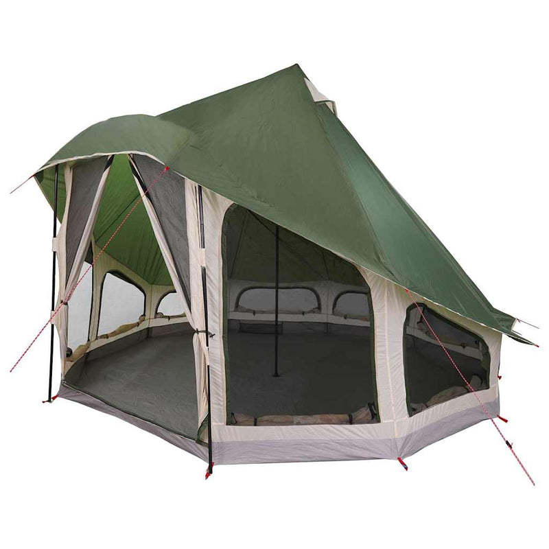 Chargez l'image dans la visionneuse de la galerie, Vidaxl familie tipi tent tipi met dak groen 404 x 370 x 270 cm
