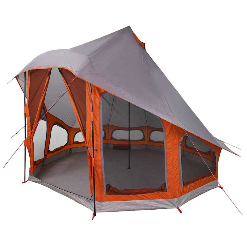 Afbeelding laden in galerijviewer, Vidaxl familie tipi tent tipi grijs en oranje 404 x 370 x 270 cm
