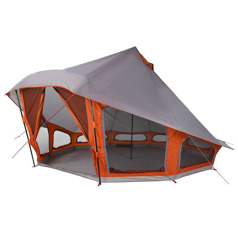 Afbeelding laden in galerijviewer, Vidaxl familie tipi tent tipi grijs en oranje 508 x 470 x 300 cm
