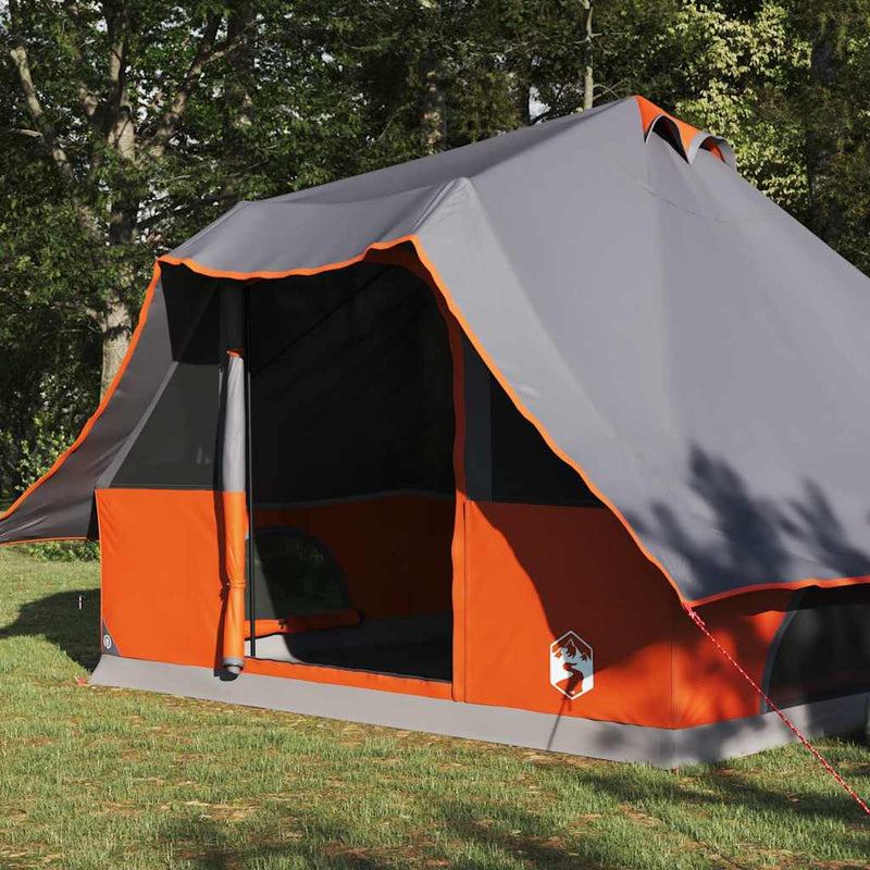 Afbeelding laden in galerijviewer, Vidaxl tipi tent met dak grijs en oranje 358 x 296 x 258 cm taft

