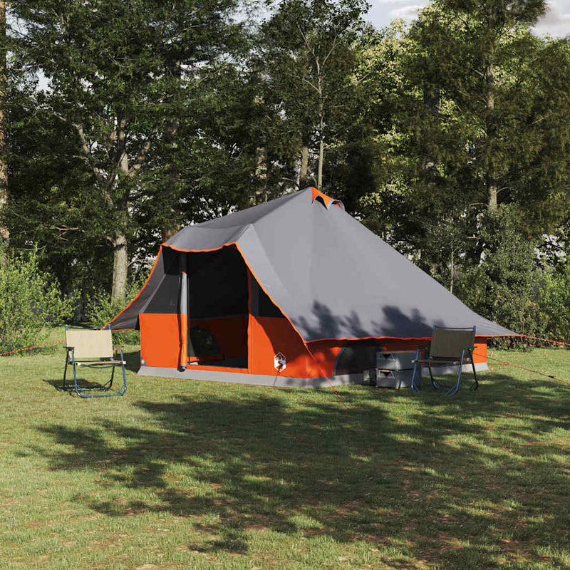 Afbeelding laden in galerijviewer, Vidaxl tipi tent met dak grijs en oranje 358 x 296 x 258 cm taft

