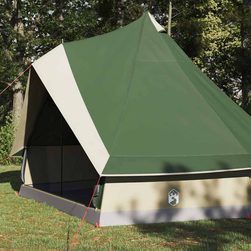 ギャラリービューアに画像をロードする, Vidaxl familie tipi tent tipi groen en beige 400 x 346 x 250 cm
