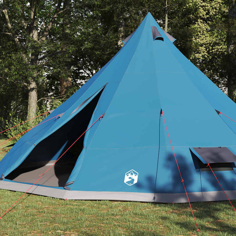 Afbeelding laden in galerijviewer, Vidaxl familie tipi tent tipi blauw en grijs 560 x 560 x 300 cm
