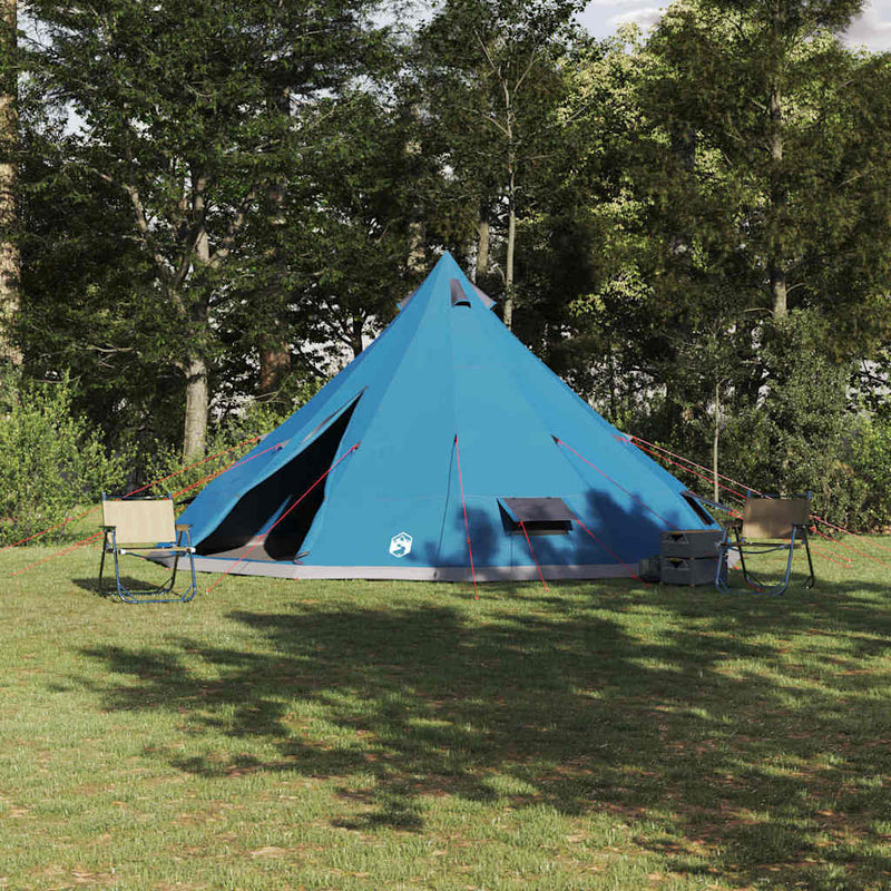 Afbeelding laden in galerijviewer, Vidaxl familie tipi tent tipi blauw en grijs 560 x 560 x 300 cm
