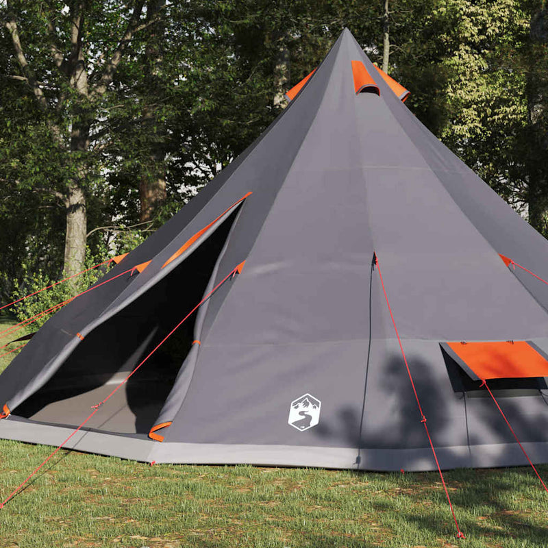 Afbeelding laden in galerijviewer, Vidaxl familie tipi tent tipi grijs en oranje 560 x 560 x 300 cm
